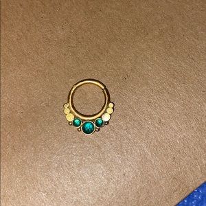 Surgical Steel & Emerald Tribal Septum Clicker 16g